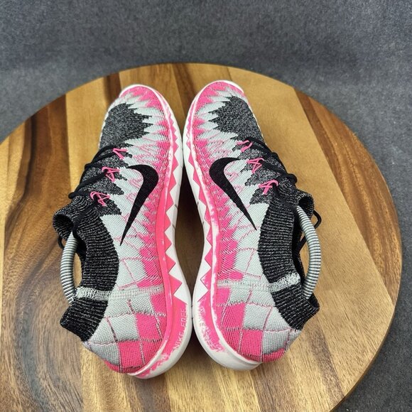 Nike Free 3.0 Flyknit Women's Size 9 Running Shoes Black Gray Pink - Picture 8 of 10